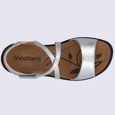 Westland by Josef Seibel Silver Leather Women's Trendy Sandals | Igert Shoes & Leather Goods.