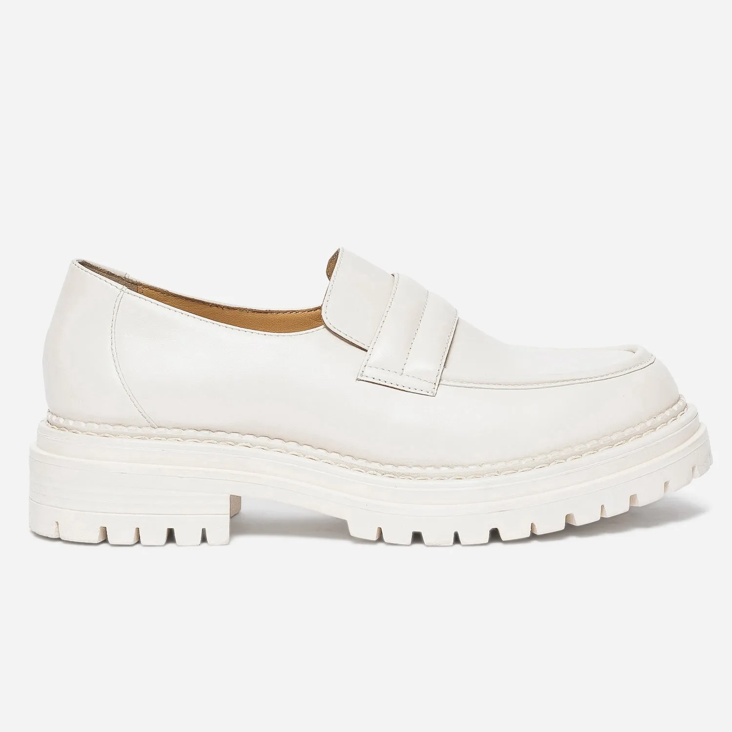 White Leather Crimped Moccasin - Women's Slippers | ERAM