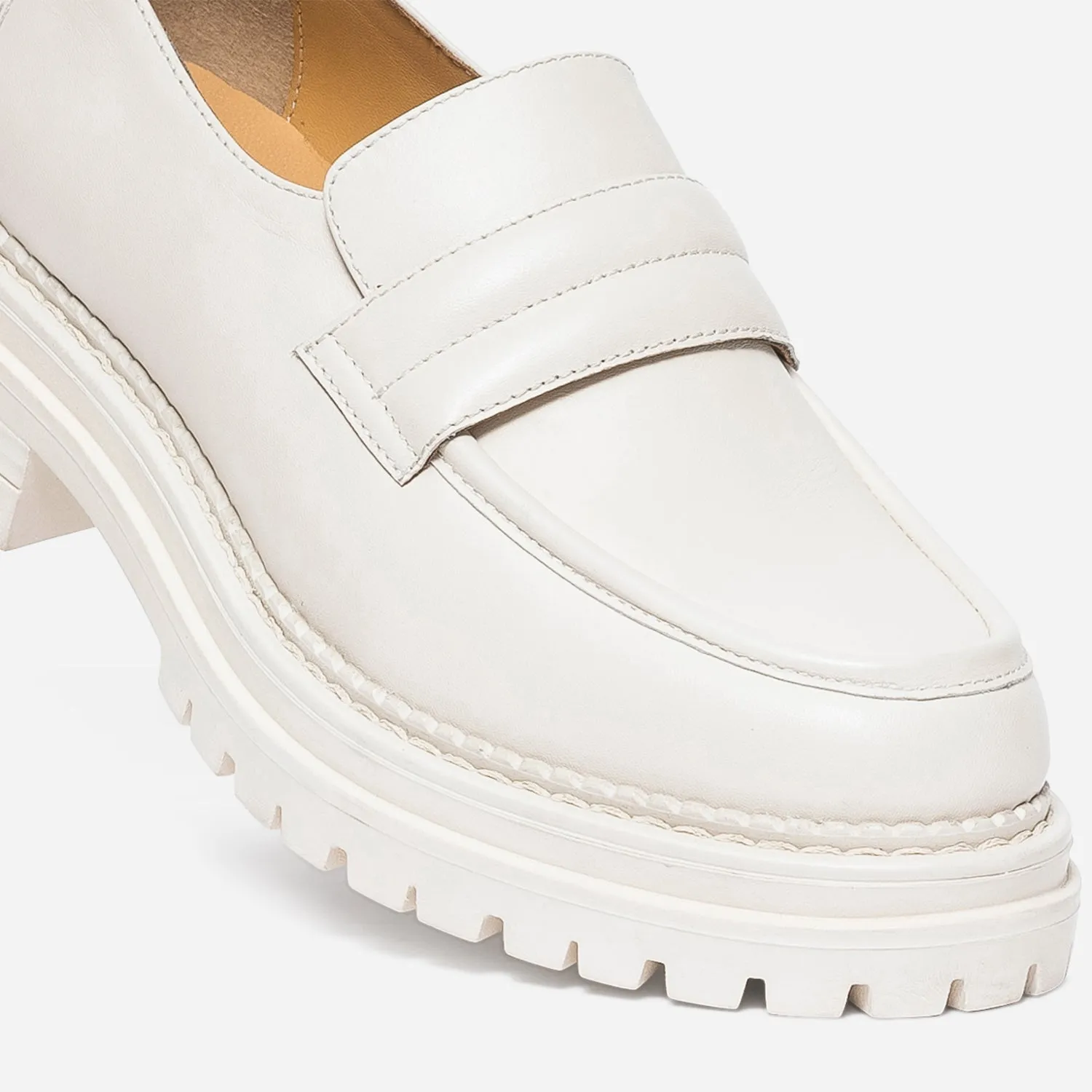 White Leather Crimped Moccasin - Women's Slippers | ERAM