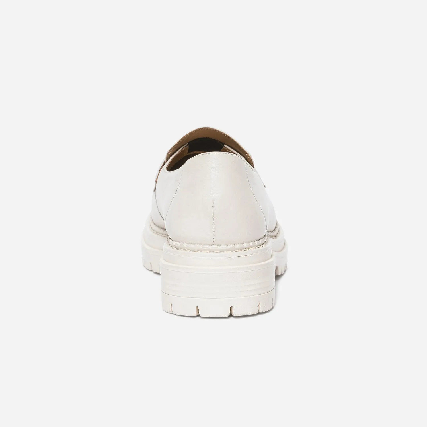 White Leather Crimped Moccasin - Women's Slippers | ERAM