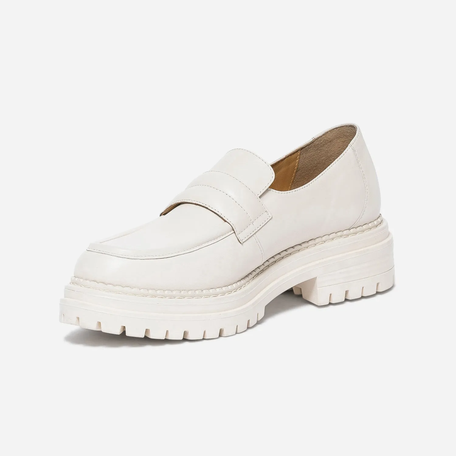 White Leather Crimped Moccasin - Women's Slippers | ERAM