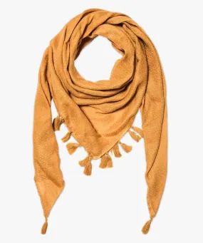 Yellow knit textured women's solid color scarf with pom pom details standard other accessories.