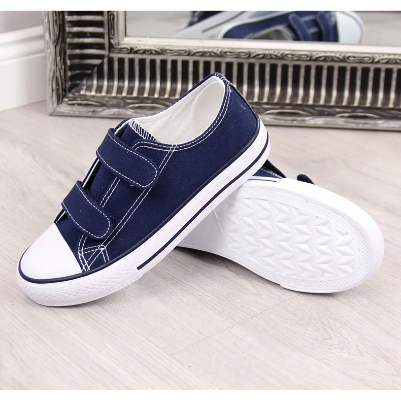 Youth Navy Blue Atletico Sneakers with Velcro