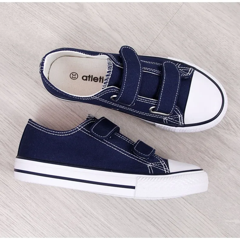 Youth Navy Blue Atletico Sneakers with Velcro