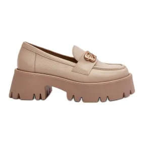 Zazoo 20164 Women's Genuine Leather Moccasins in Beige